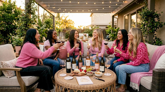 Group enjoying wine night at home