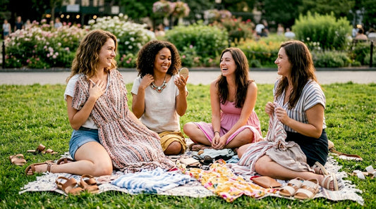 Group of women planning girls night outfits