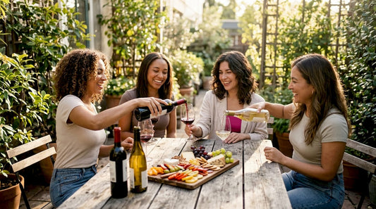 Friends enjoying casual wine night together