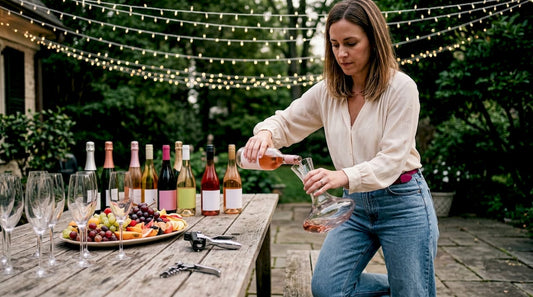 Sommelier preparing wine pairing at dinner table
