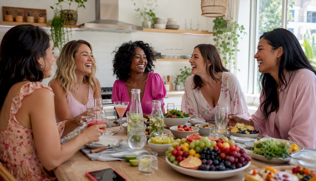 Diverse women enjoying cozy girls night gathering