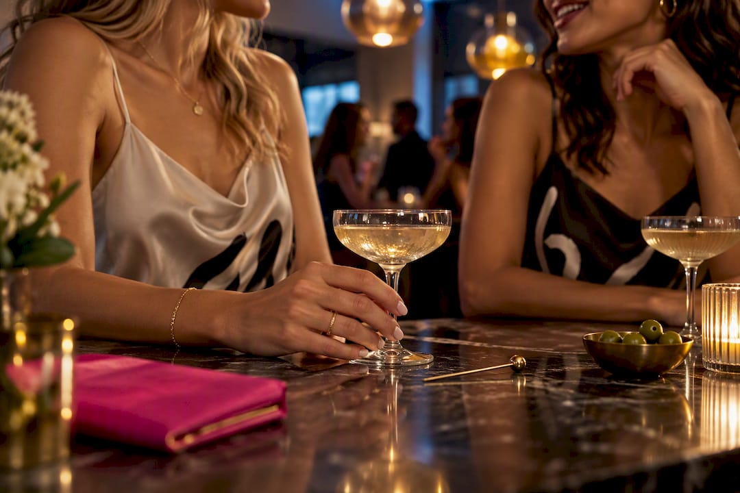 Cropped cocktail shirts at a party