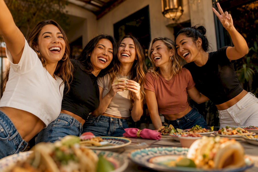Friends posing for Taco Tuesday squad photo