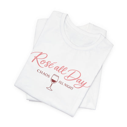 Rosé All Day Chaos All Night Tee - funny wine lover graphic tee for women - view 3