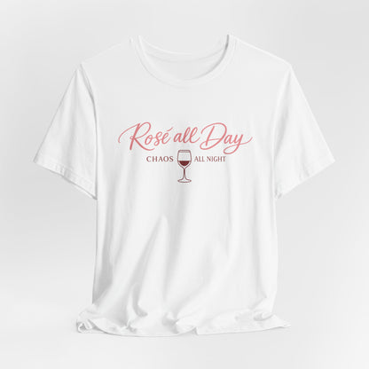 Rosé All Day Chaos All Night Tee - funny wine lover graphic tee for women - view 4